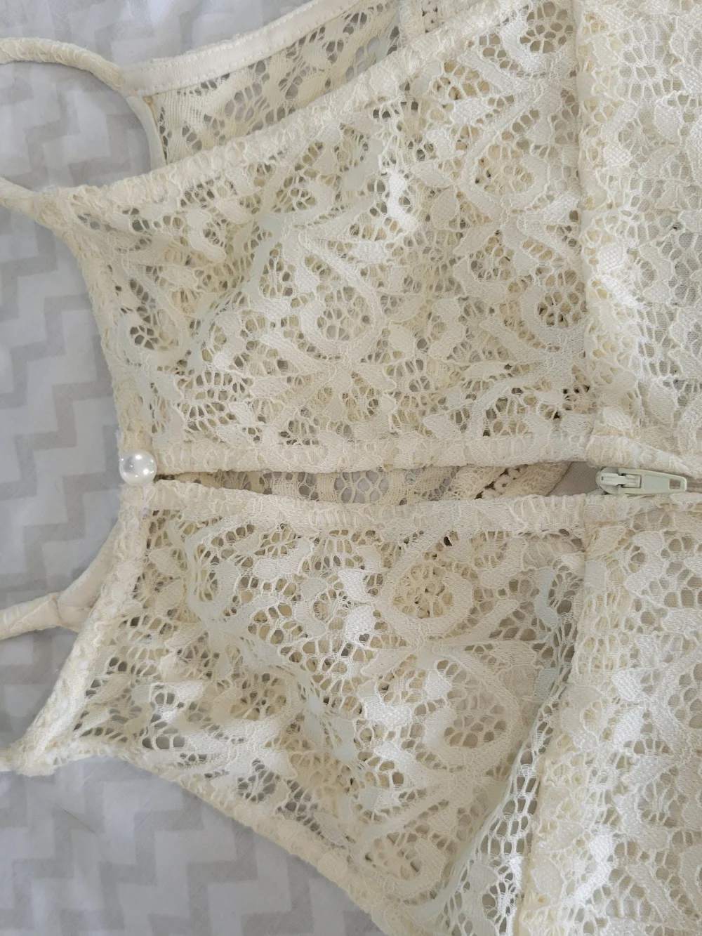 Iz Byer Cream Lace Bodice Maxi with Olive Skirt - Picture 11 of 14